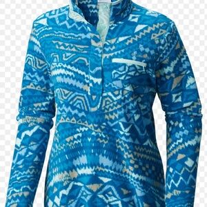Columbia Blue and Cream Zigzag Fleece